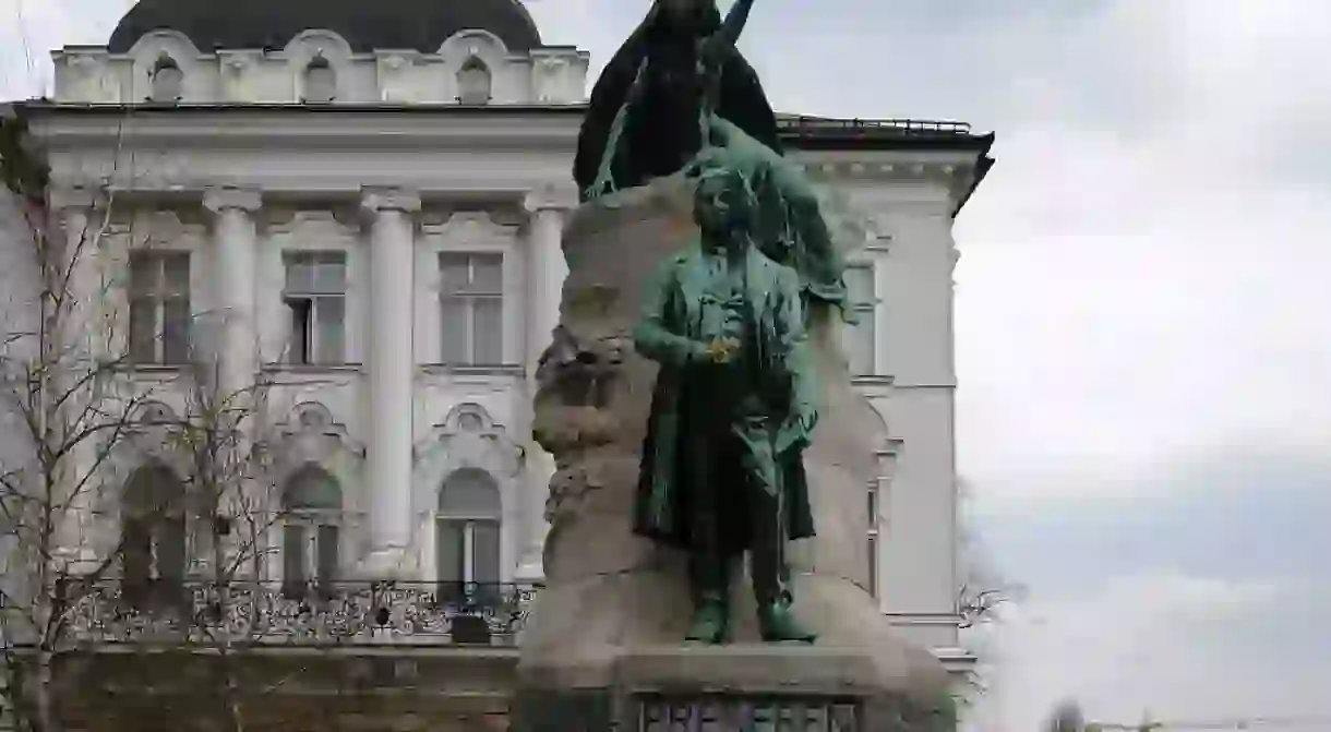 Statue of Dr. France Prešeren in Prešeren Square│