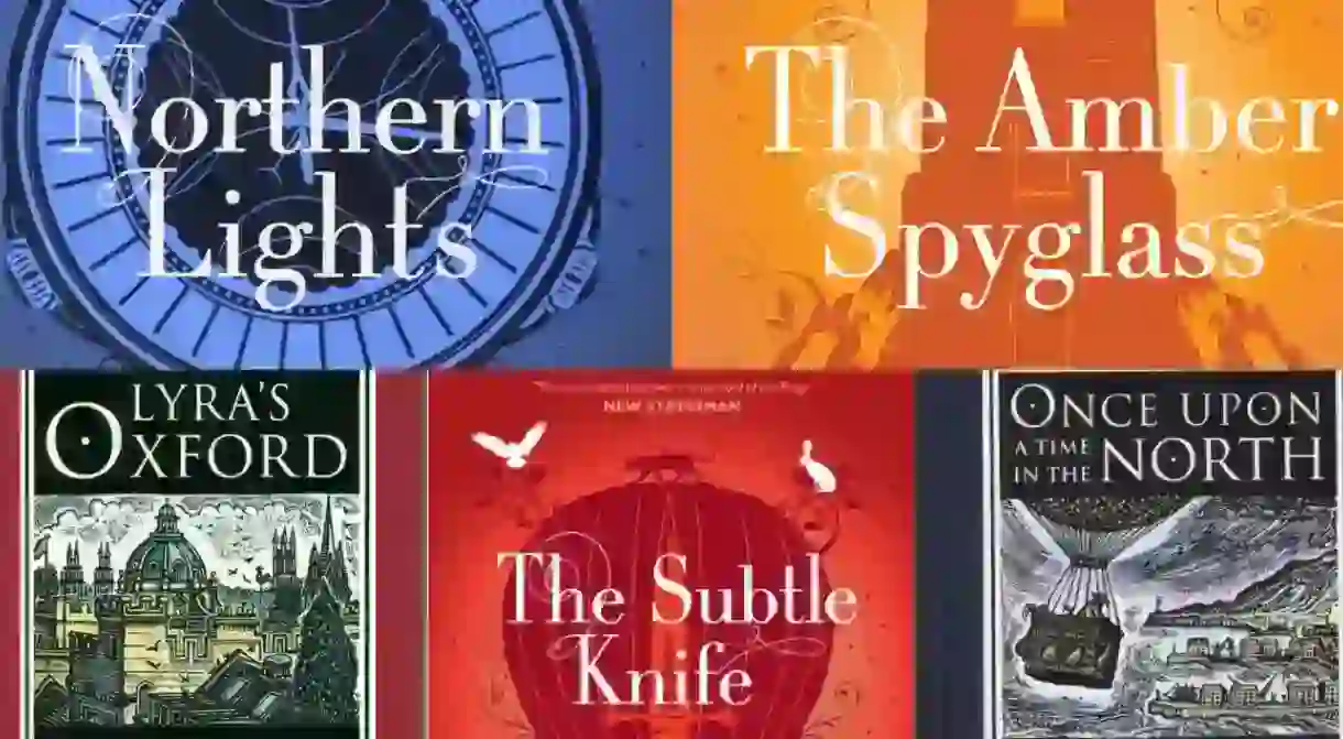 Covers from the His Dark Materials trilogy and accompanying short works Lyras Oxford and Once Upon a Time in the North