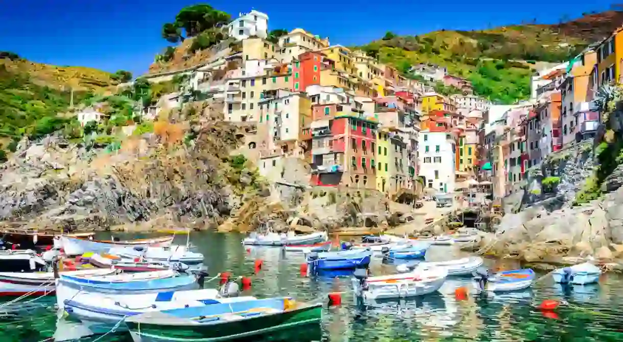 Cinque Terre. Riomaggiore village in a small valley in the Liguria region of Italy