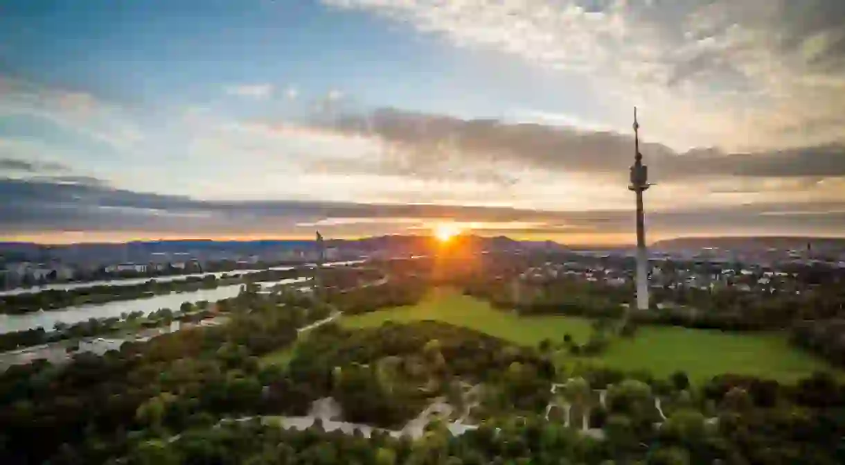 Sunset in Vienna (view from Donaupark to Kahlenberg