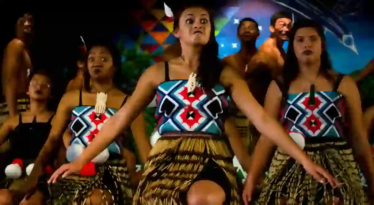 Maori Performers Sing and Dance During Waitangi Day