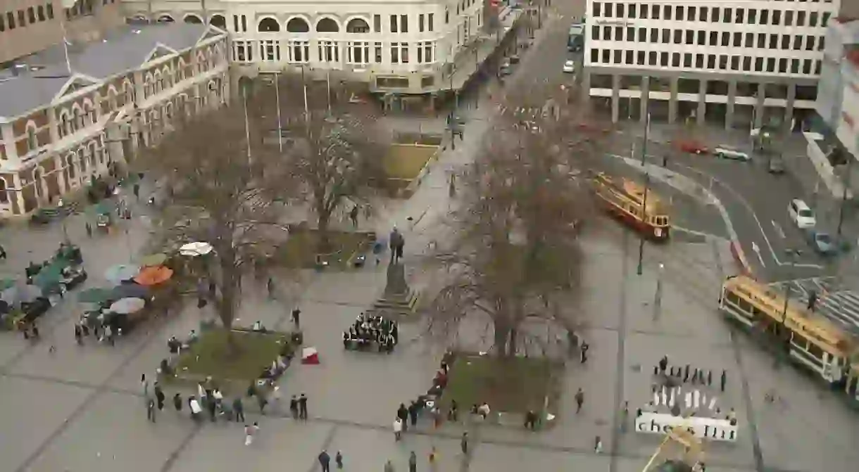 View of Cathedral Square from the Christ Church Cathedral in 2006