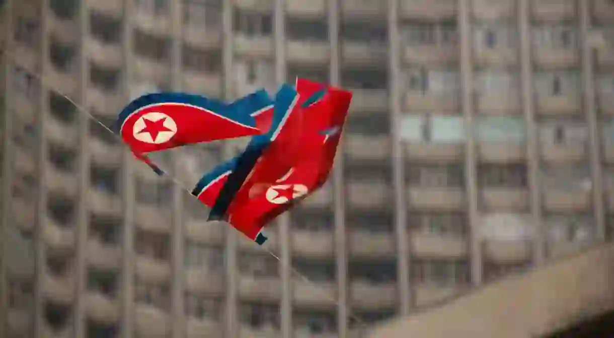 North Korea Flag in Pyongyang