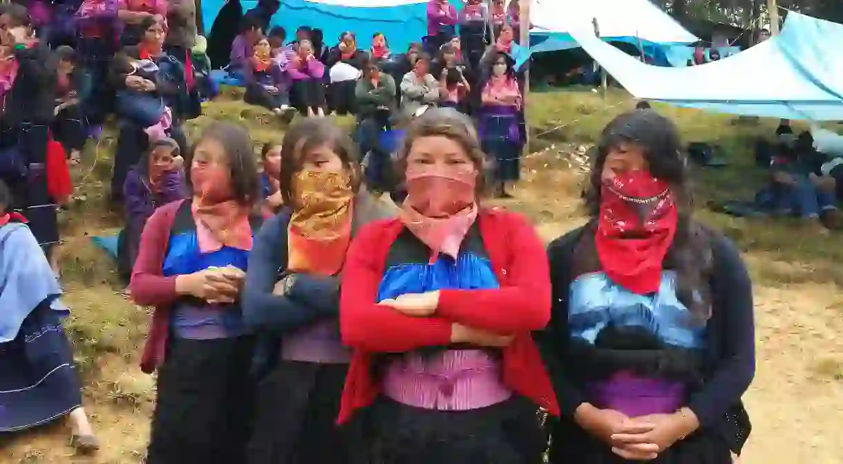 Zapatista supporting women in Chiapas, 2016