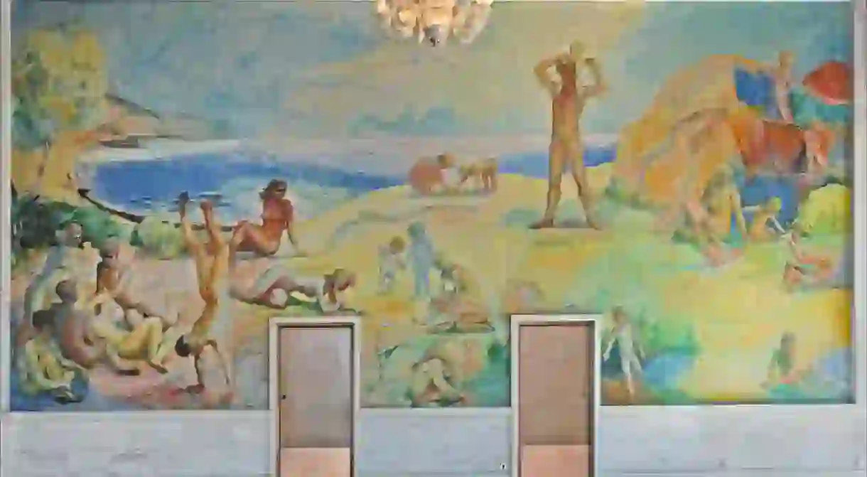 Wall inside Oslo City Hall