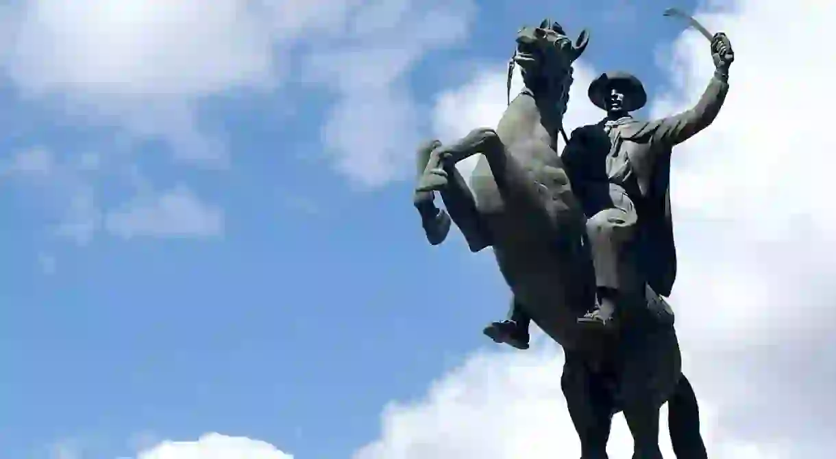 Statue on the main plaza, Tarija