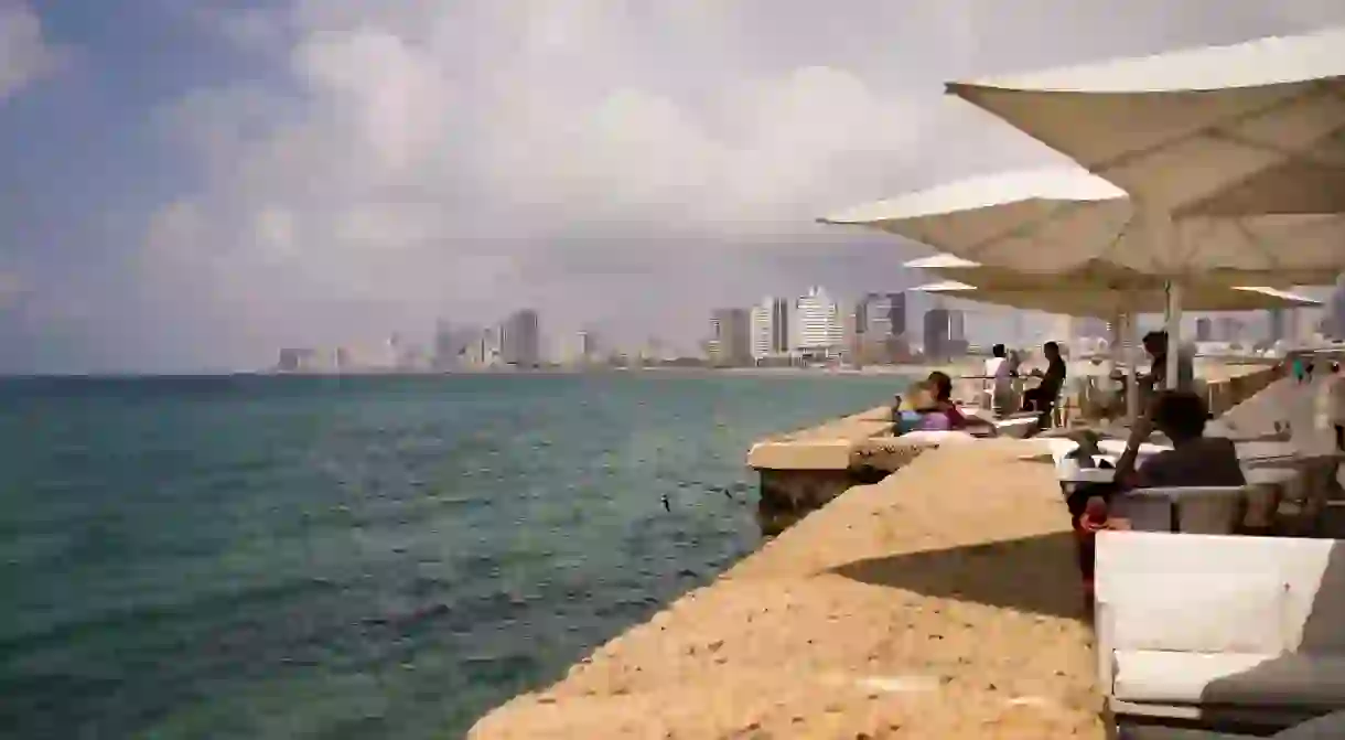 Staring seaside looking into Tel Aviv