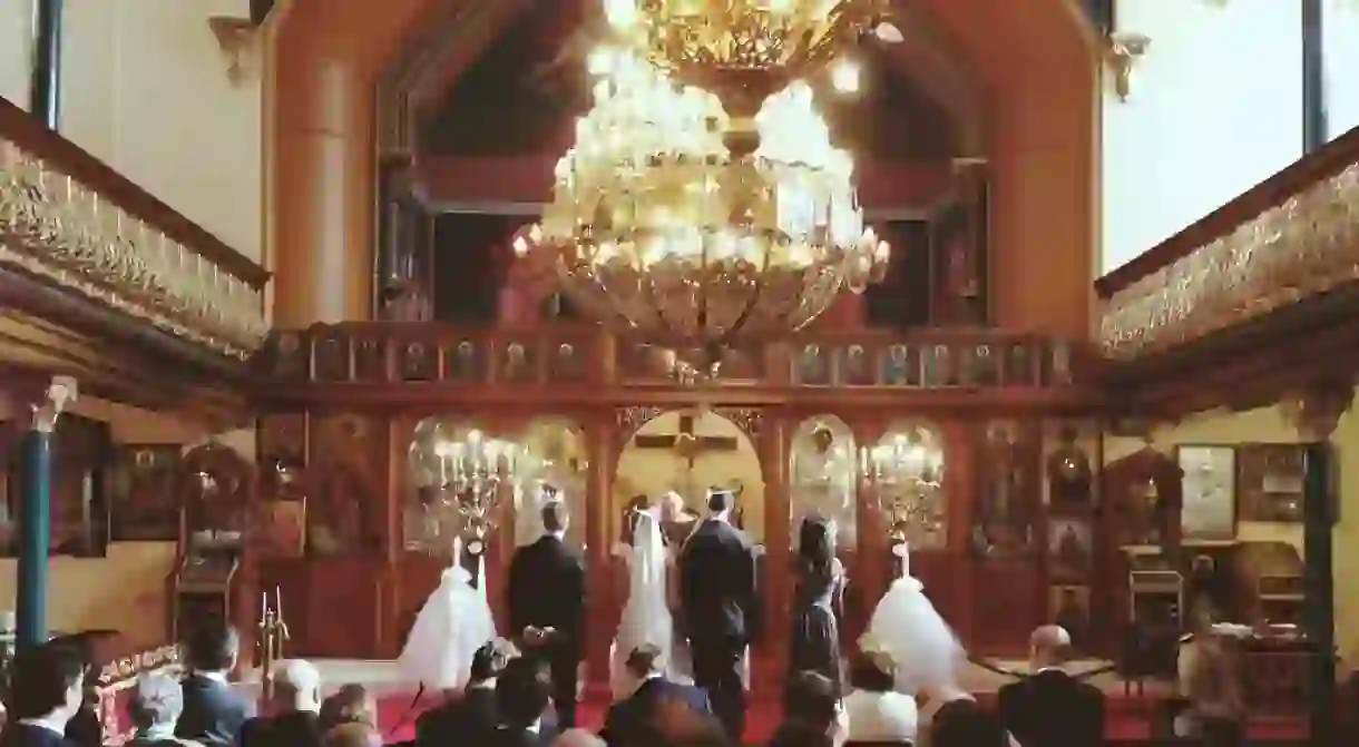 A Greek wedding ceremony