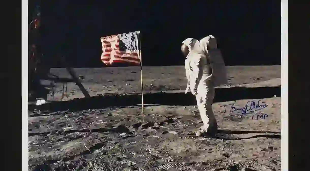 Aldrin with the Stars and Stripes (lot 117)