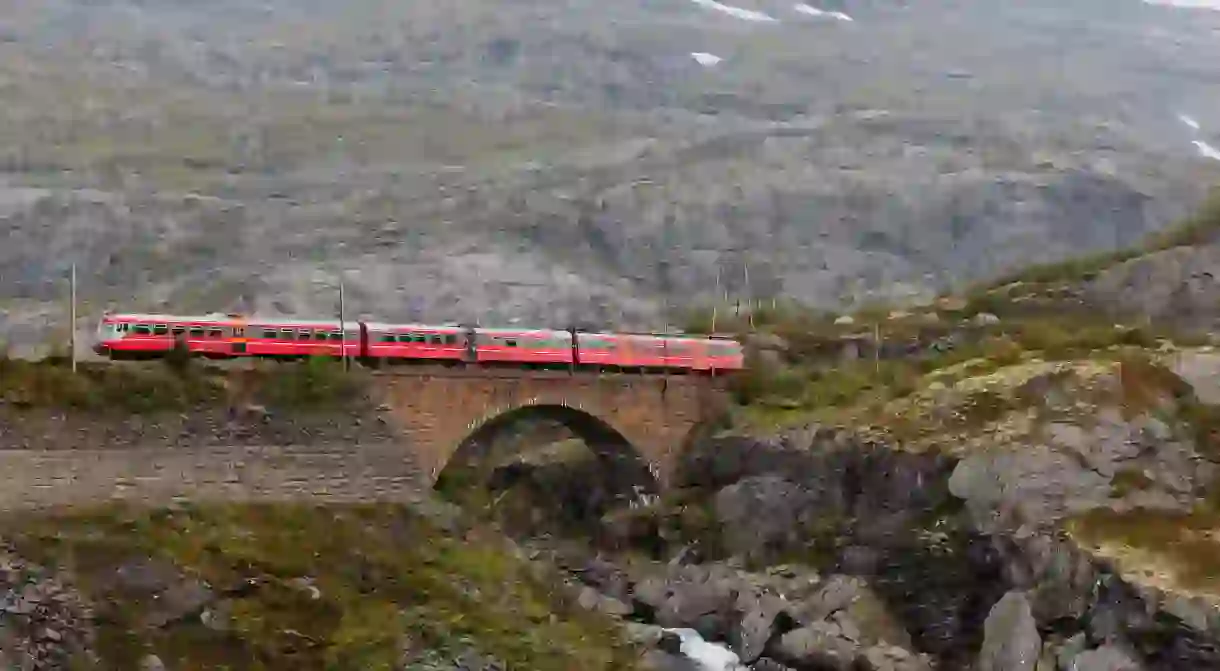 The Bergen-Oslo train crossing a river