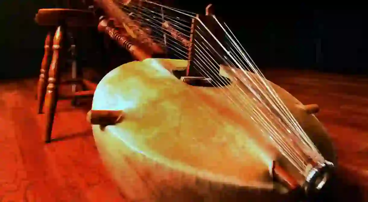 One of Africas many musical instruments, the African lute, called the kora