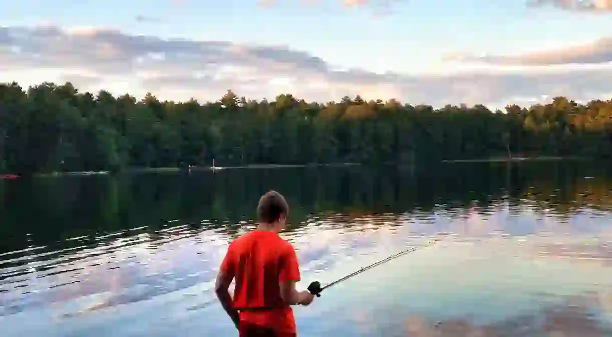 Fishing at Myles Standish State Forest