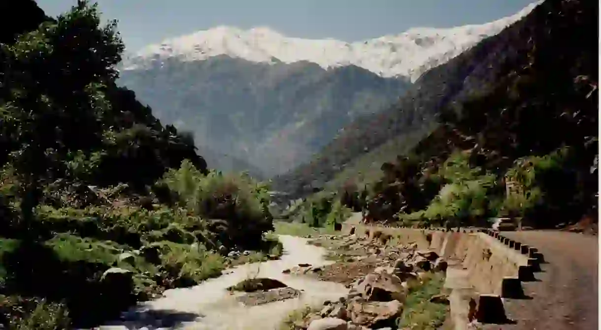 Snow-topped mountains behind the Ourika River