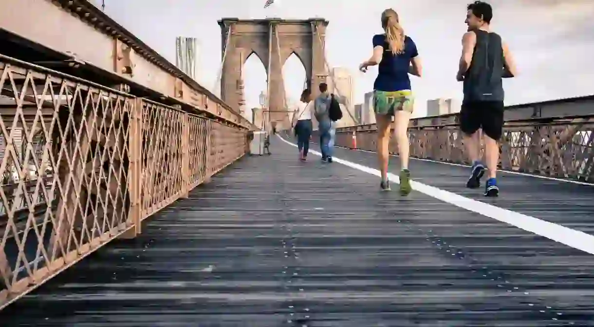 Runners on Brooklyn Bridge