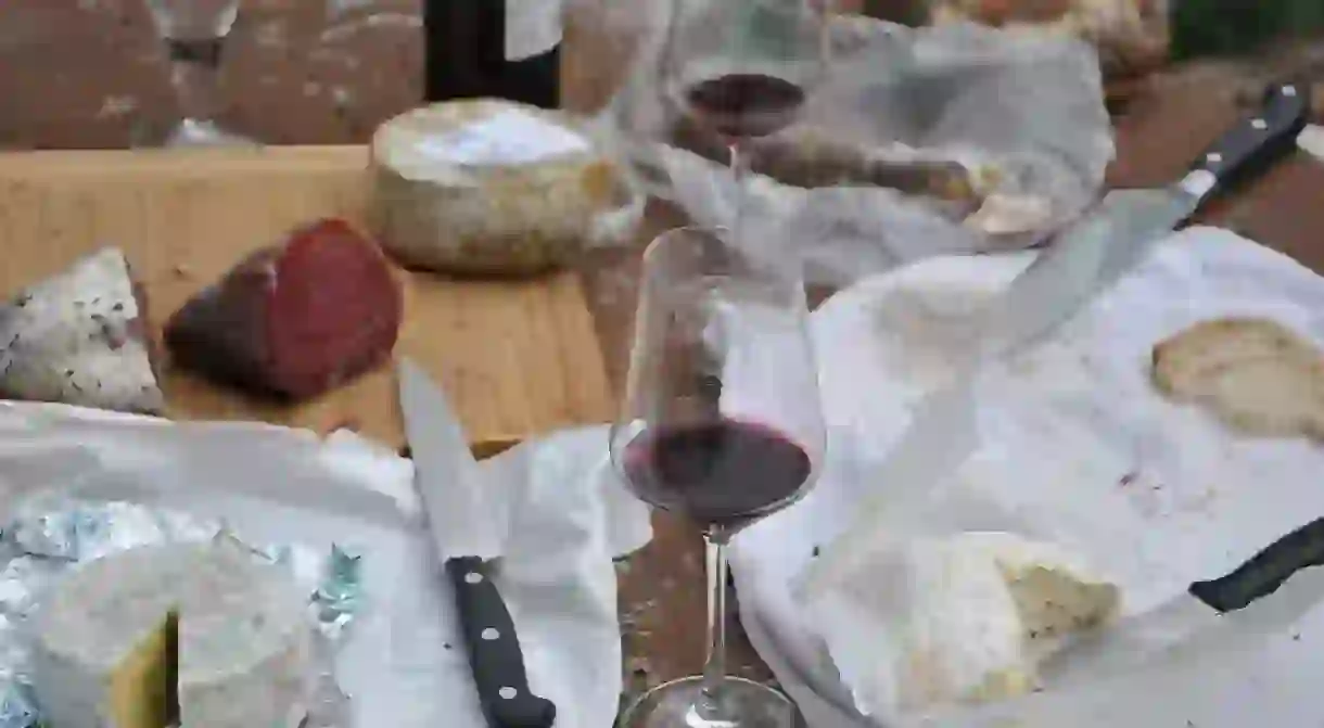 Wine, cheese, and bread