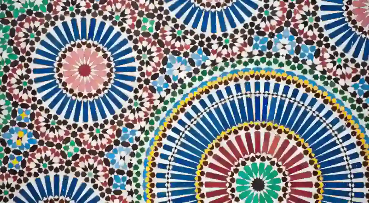 Colourful Moroccan designs, as found in many hotels, guesthouses, and other accommodations