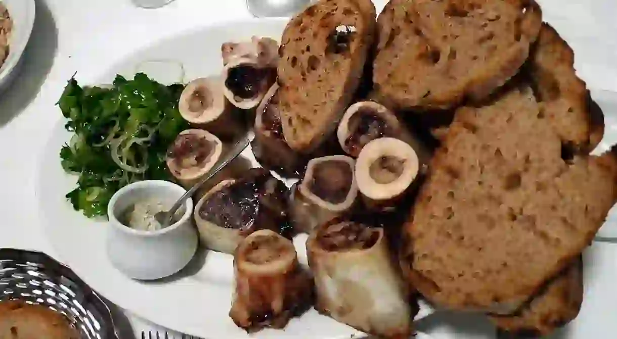 The roast bone marrow with parsley salad