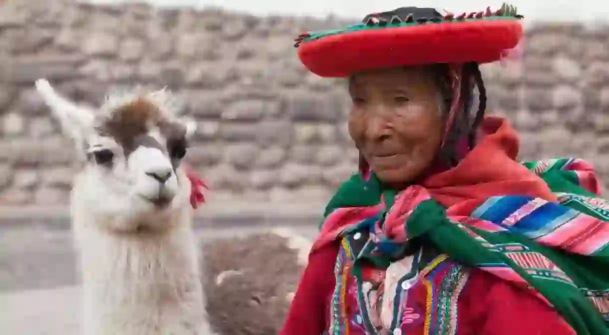 Woman with llama