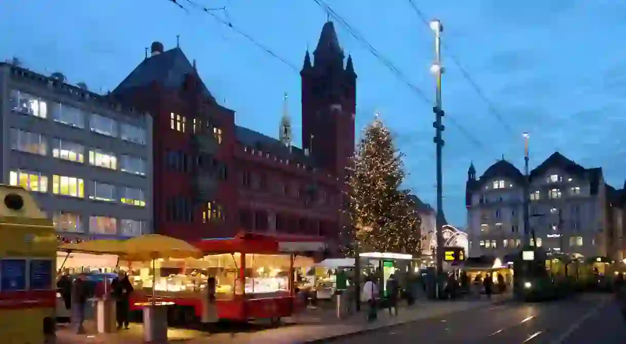 Basels Marktplatz bustles during market hours