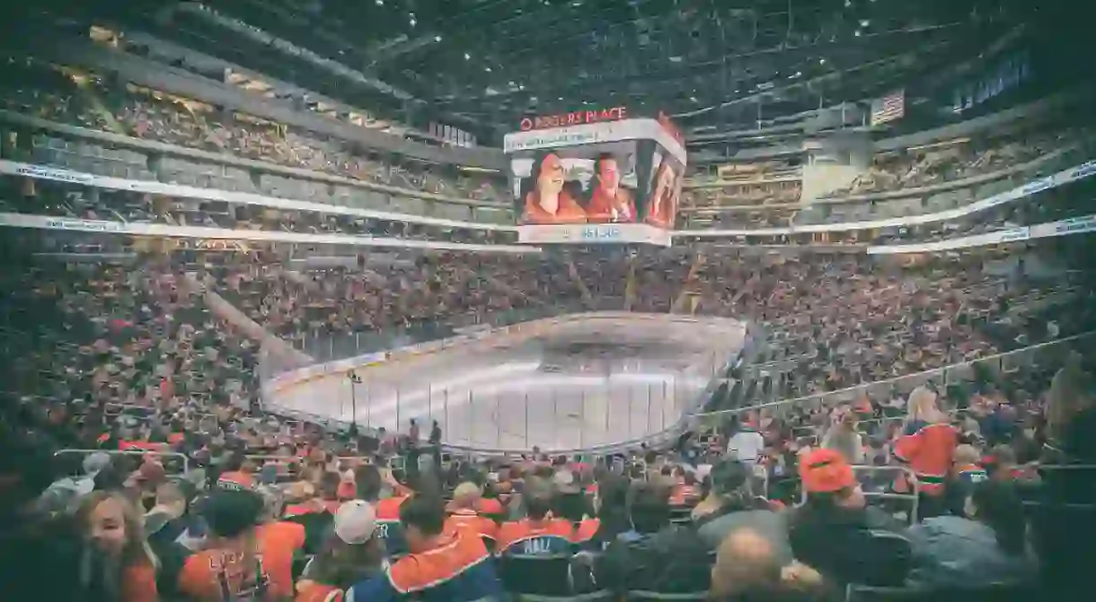 The crowd at a Canadian hockey game