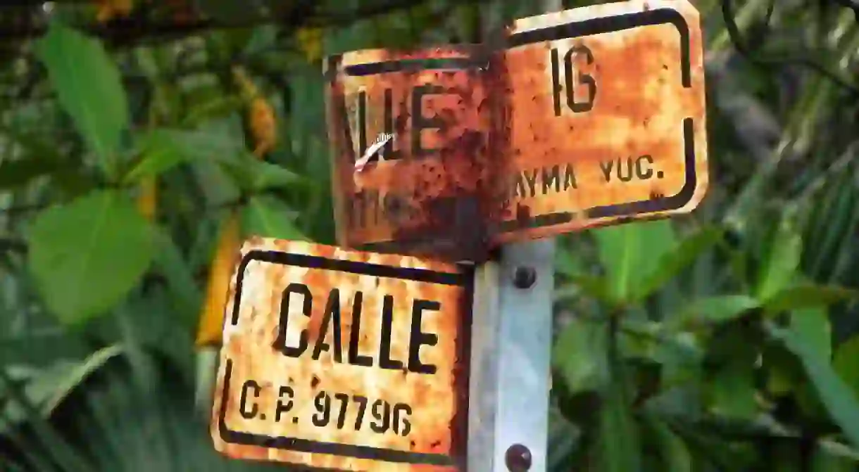 Street sign in Yucatán state