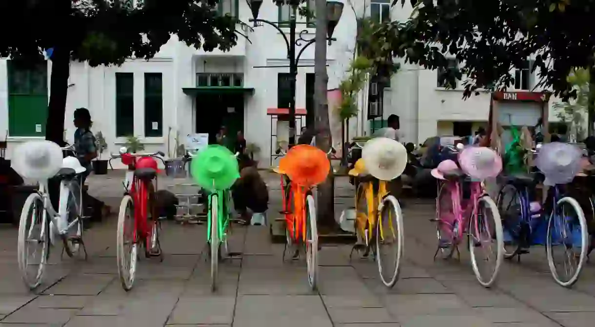 Colorful bicycles in Jakarta Old Town