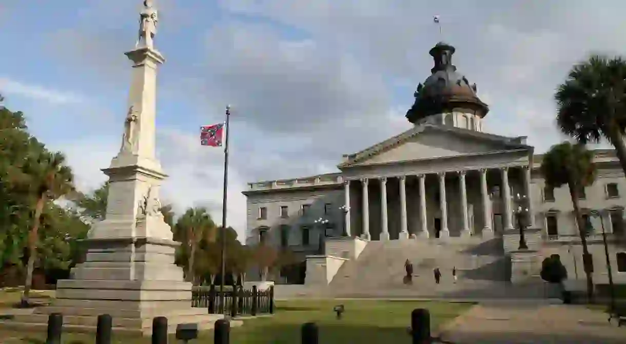 The Confederate flag on the grounds of the state capitol in South Carolina before it was removed in 2015