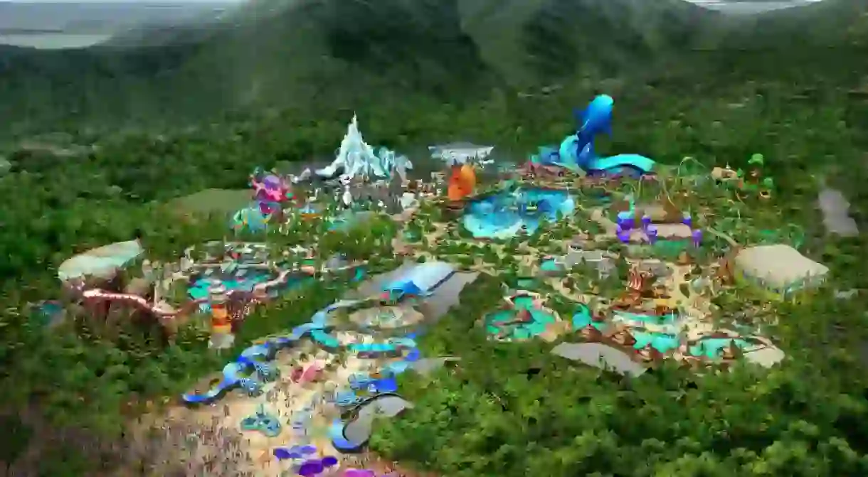 Aerial view of the worlds largest ocean theme park