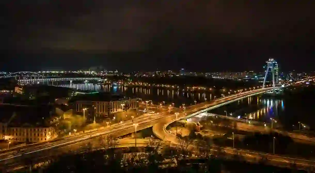 Bratislava lights up after sundown