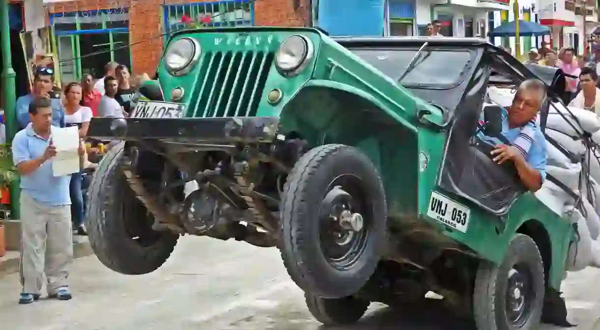 Jeep acrobatics at the Yipao Jeep parade