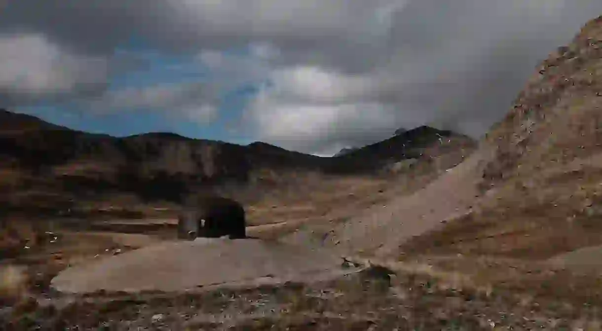 The brutalist bunker of Col de la Moutière in the French alps