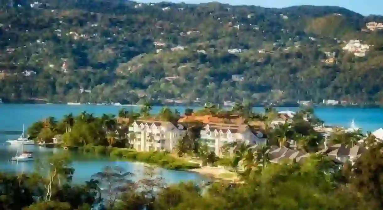 Panoramic view of Montego Bay, Jamaica on a stunning spring day