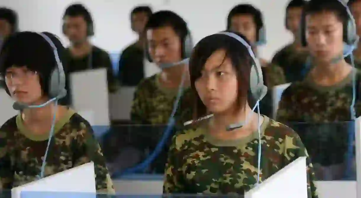 Teenagers receiving musicotherapy for giving up Internet addiction School to Give Up Internet Addiction, Jinan, Shandong Province, China