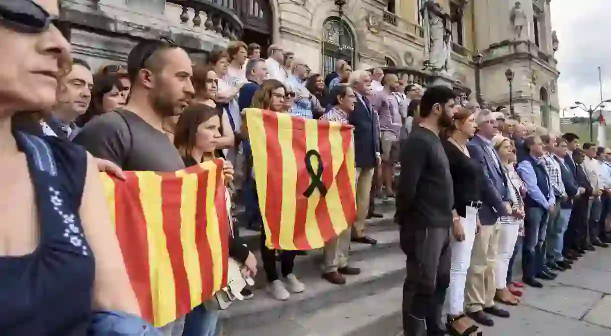 People pay respect for those affected by the Barcelona terror attacks