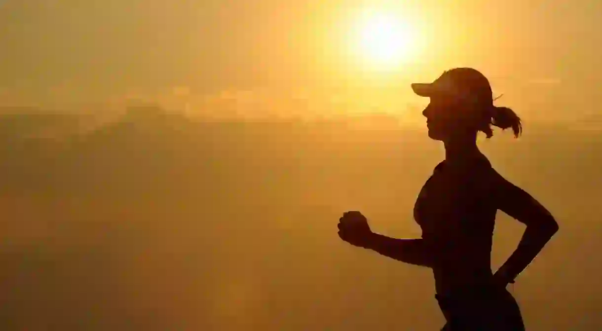 Running at sunset