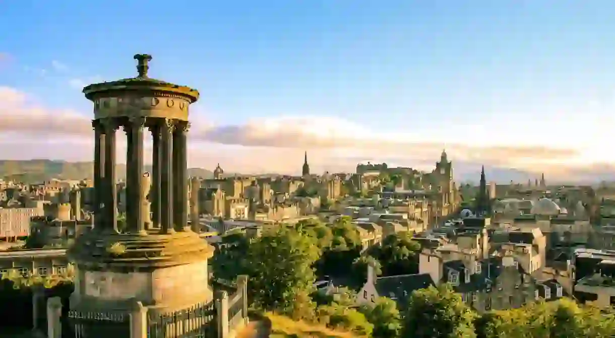 Edinburgh skyline seen from Calton Hill, Scotland