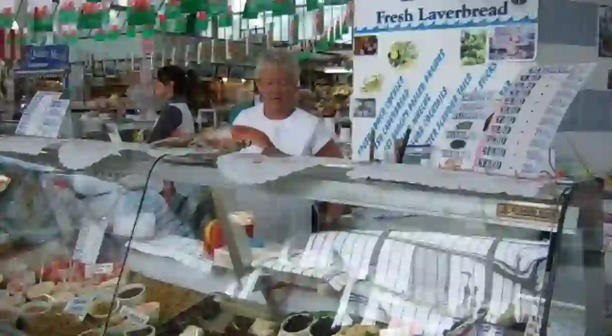 Seafood and laverbread at Swansea Market