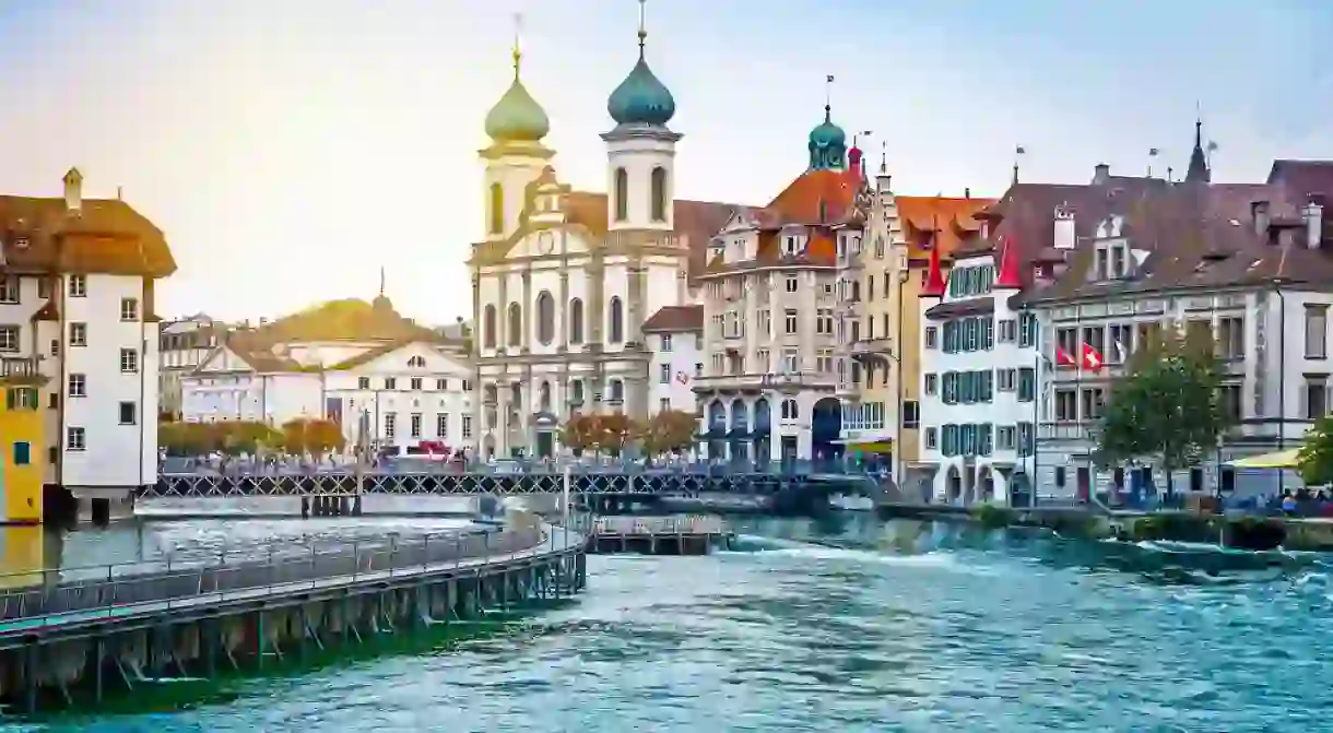 Cityscape of Lucerne in the evening