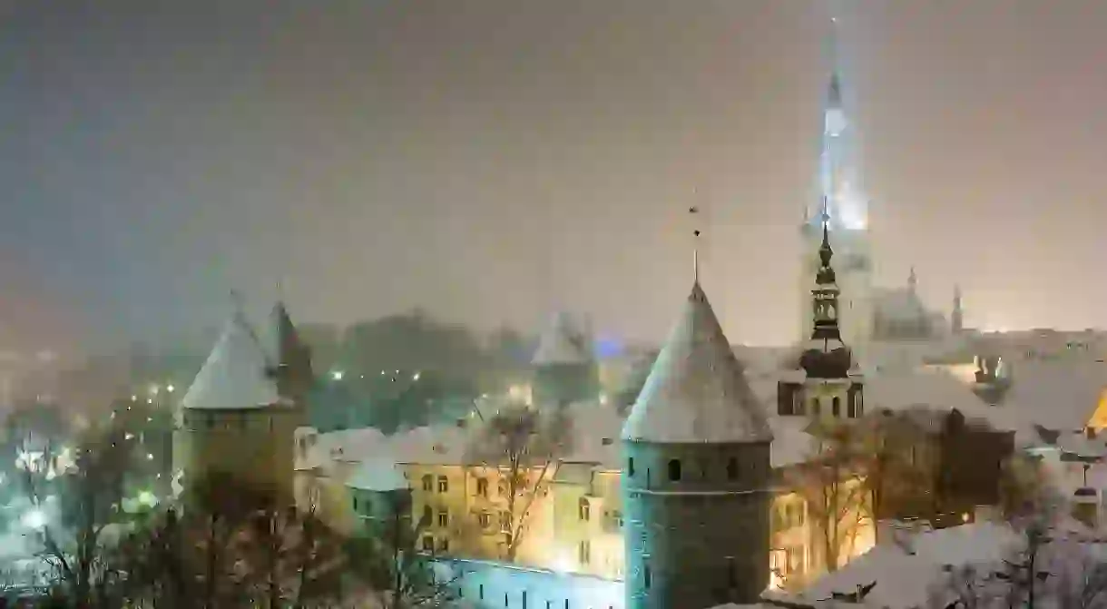 Tallinn Old Town at night