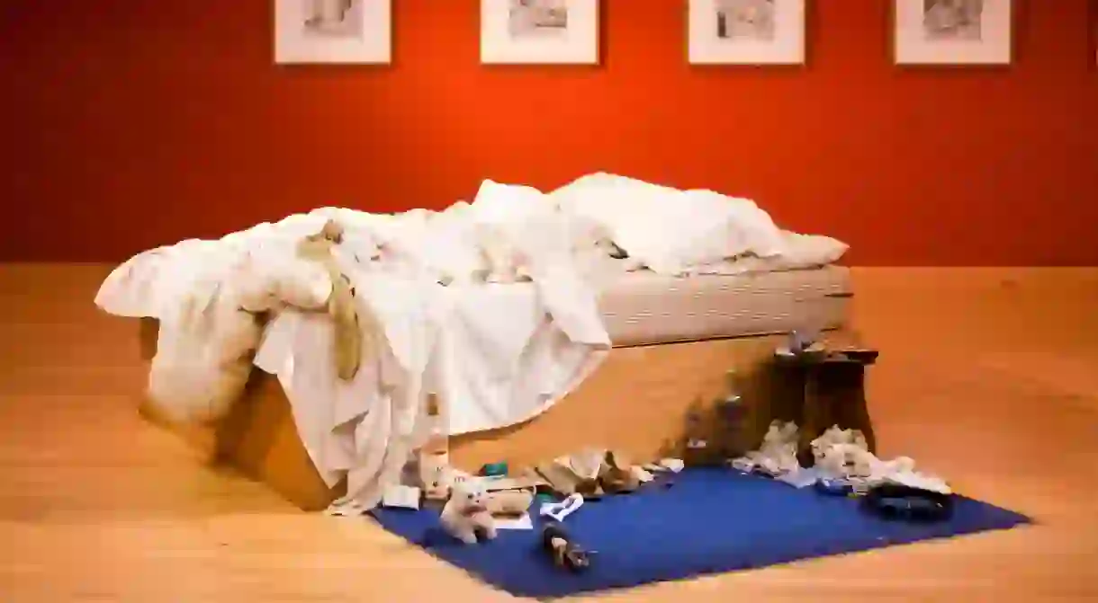 Installation view of Tracey Emin, My Bed, 1998