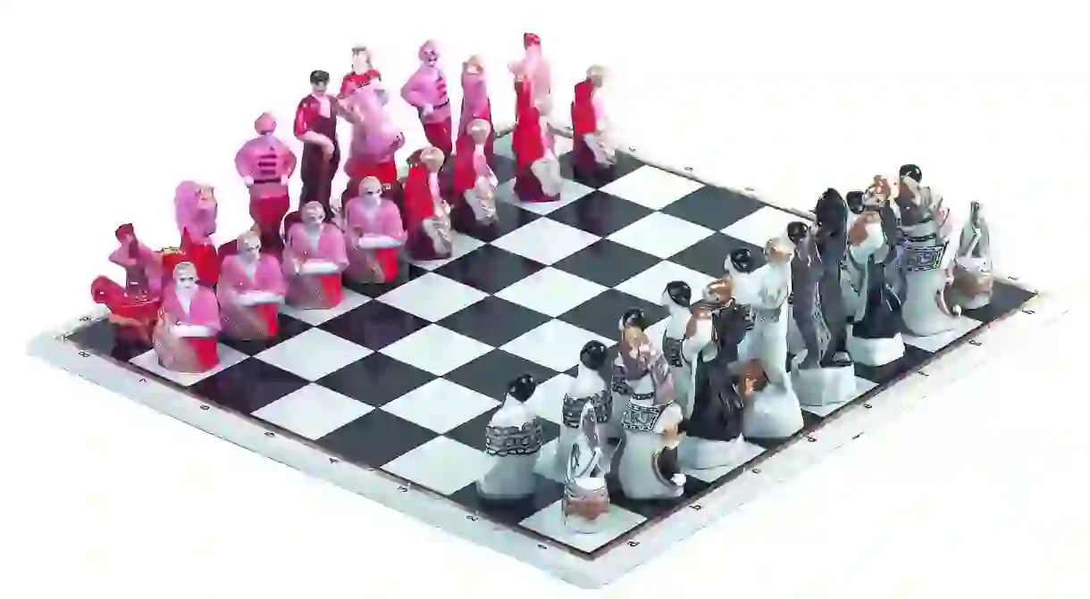 Red and White chess set