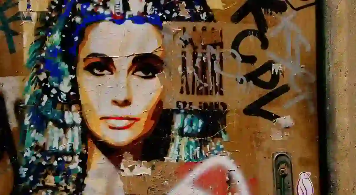 Barcelona graffiti showing a popular depiction of Cleopatra