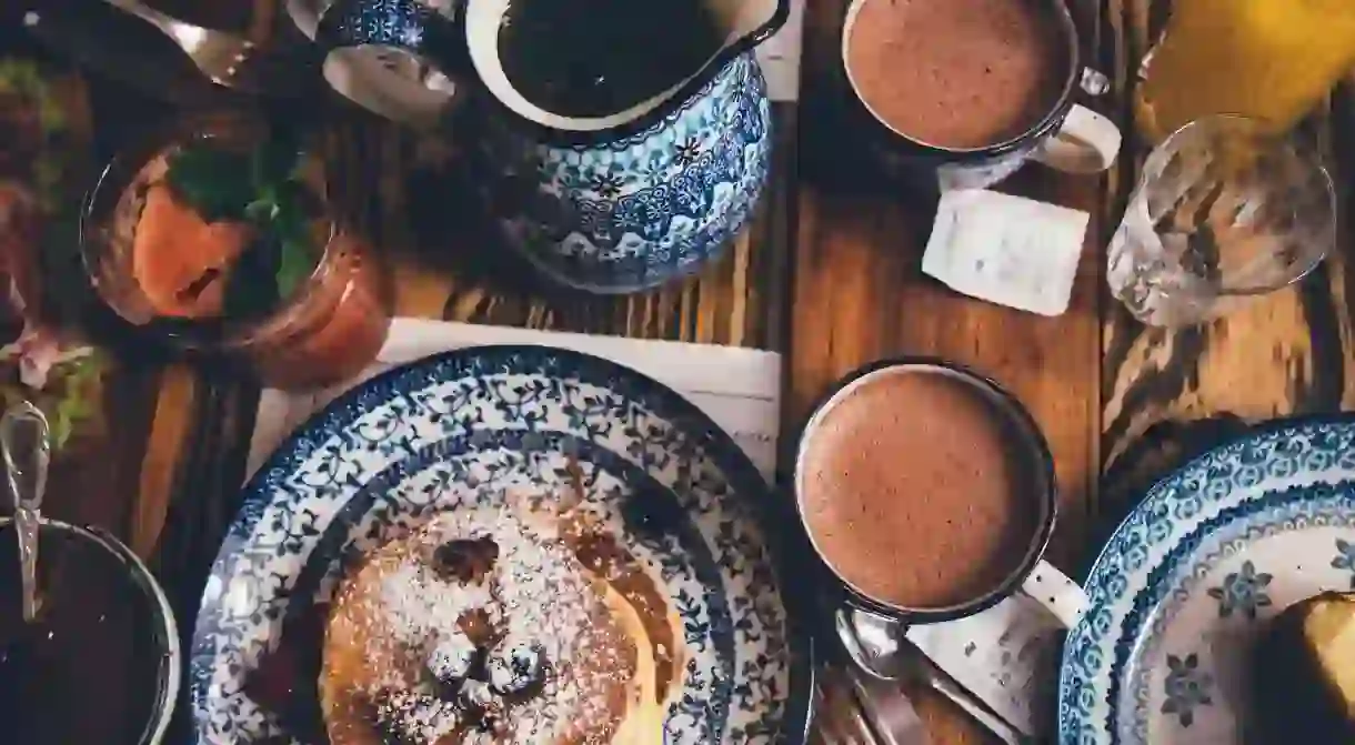 Pancakes and hot chocolate