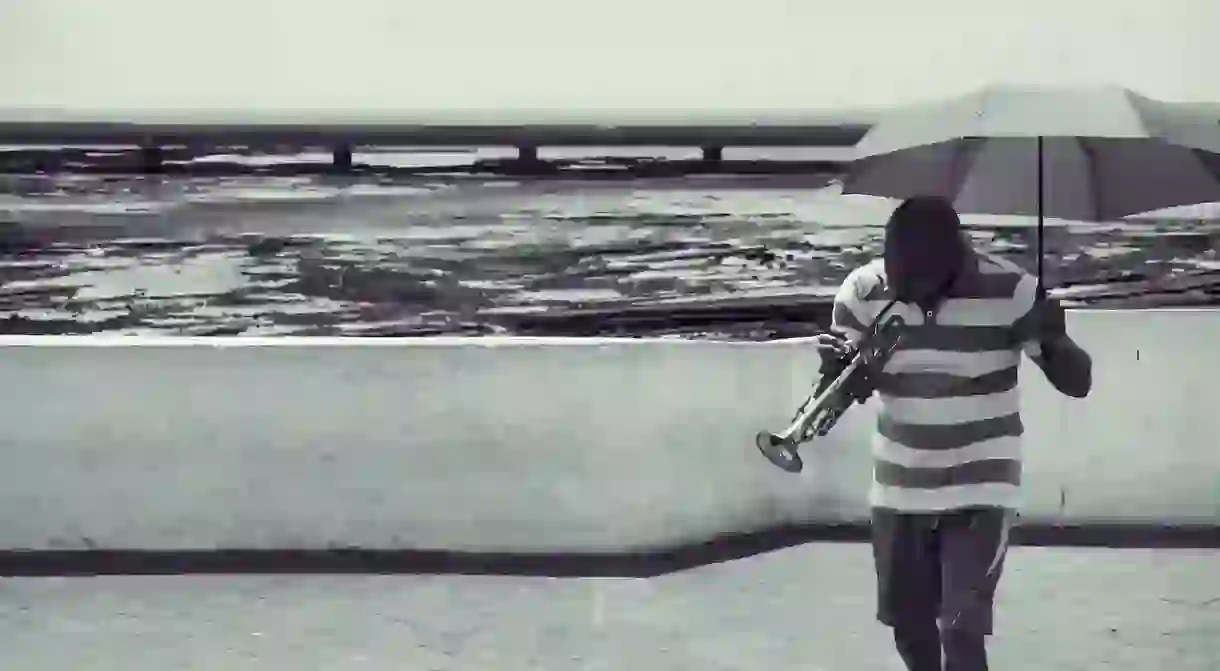 Man playing the trumpet in Panama