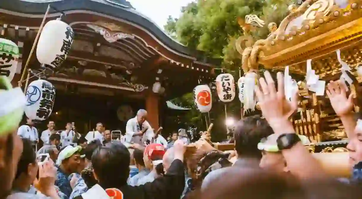 Festivals goers celebrating Kichijoji Matsuri