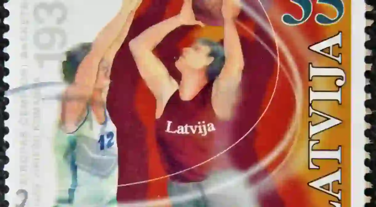 Latvian basketball stamp