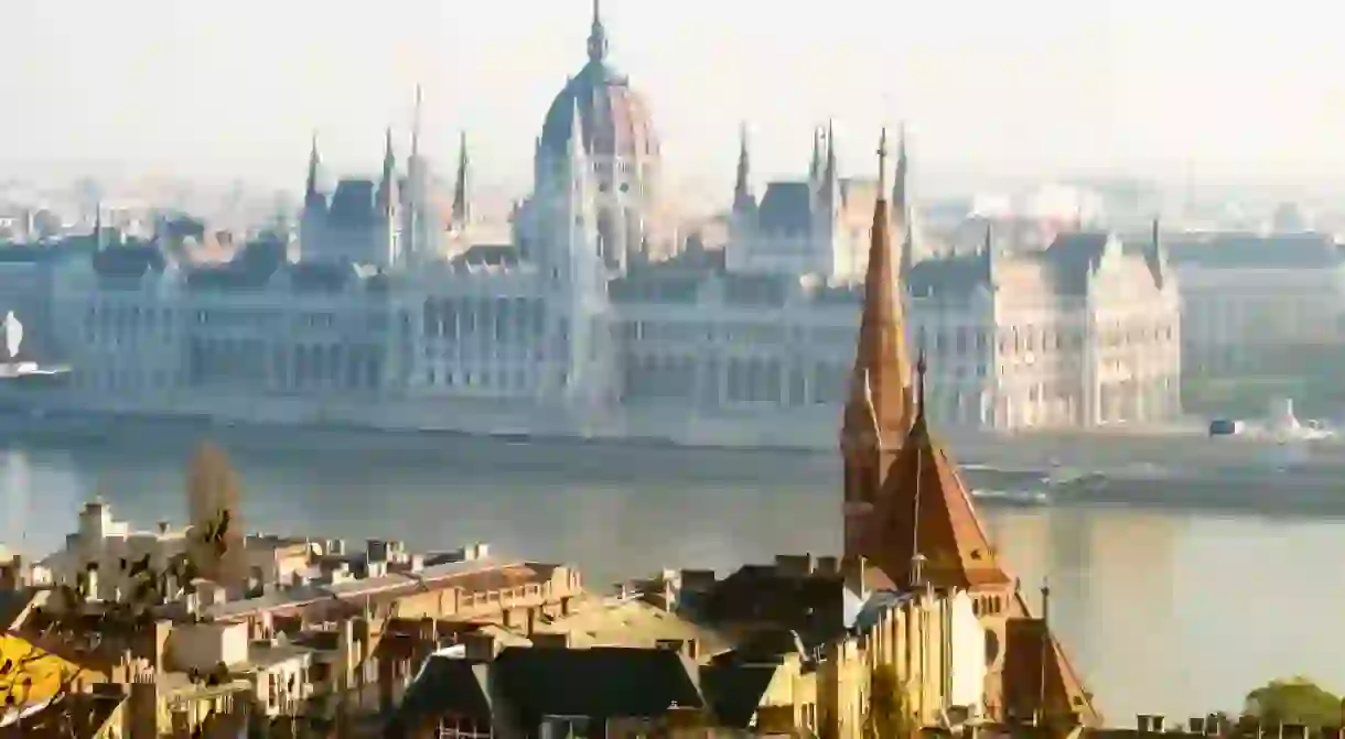 Autumn fog over Budapest, Hungary