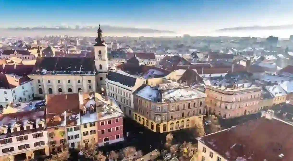 Overview of Sibiu, Transylvania, Romania