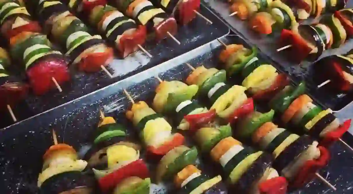 Vegetable skewers at Clorofil·la Cuina Vegetariana