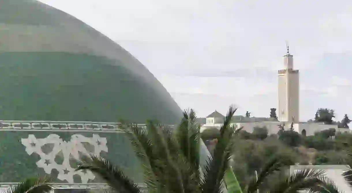 Views across mosques in Meknes, Morocco